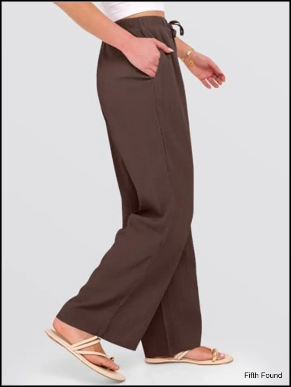 Wide Leg Beach Pants Elastic Waist Lightweight Flowy Palazzo Lounge Trousers